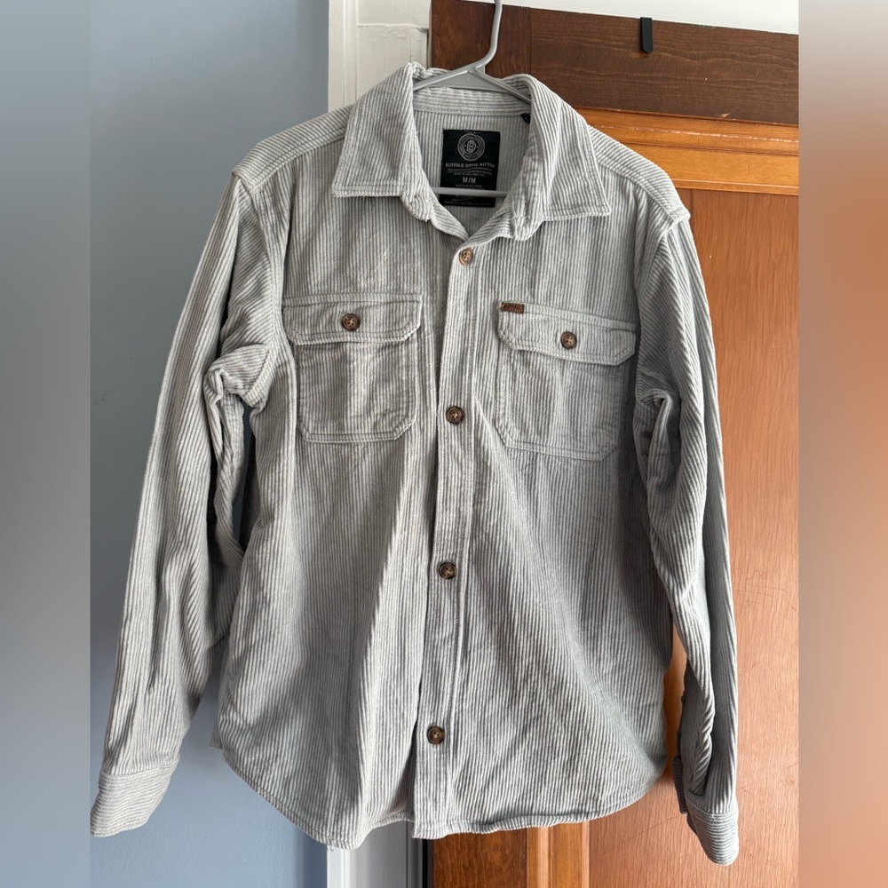 Buffalo David Bitton Men's Light Gray Corduroy Shirt Jacket